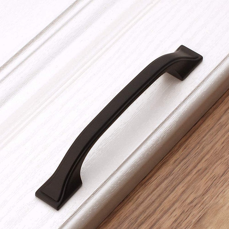 KOOFIZO Square Foot Craftsman Cabinet Bow Pull - Black Furniture Handle, 3.8 Inch/96mm Screw Spacing, 10-Pack for Kitchen Cupboard Door, Bedroom Dresser Drawer, Bathroom Wardrobe Hardware - Image 5